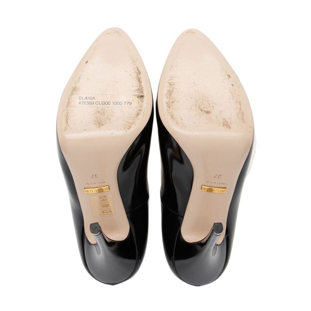 Gucci Polished Leather Removable Faux Pearl Bow Pumps - Size 7 / 37 - Picture 6 of 9